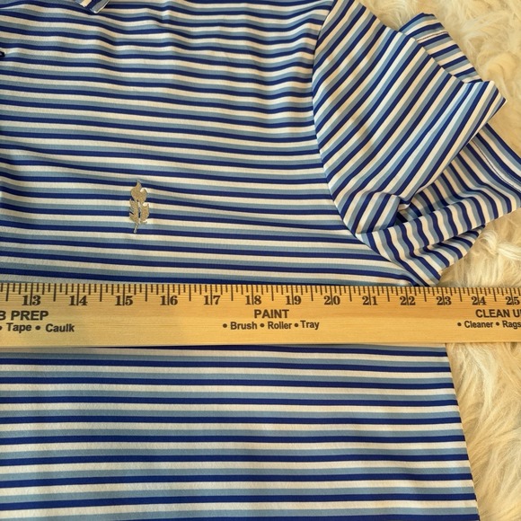 Ralph Lauren RLX Golf Polo Shirt Mens Large Blue Stripes Logo Stretch Wicking - Picture 8 of 9